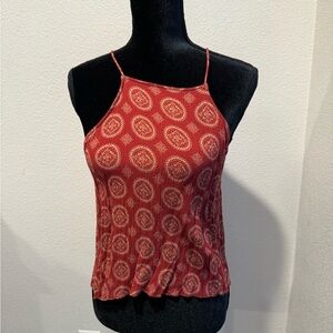 Women's Red Patterned Halter Top